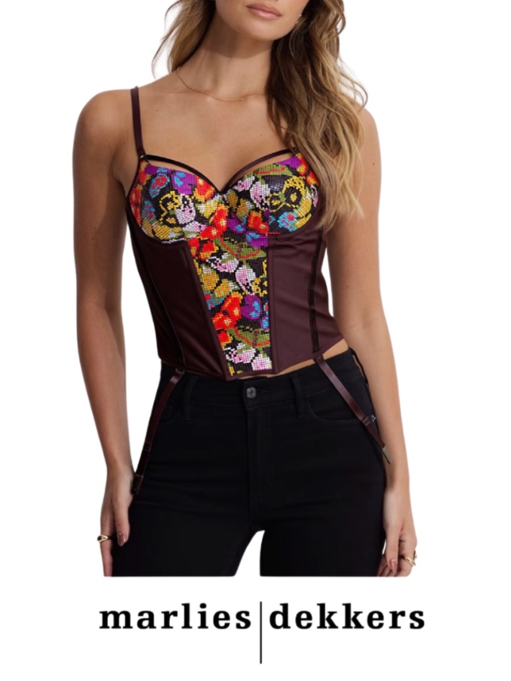 Marlies Dekkers Undressed Y2K-Style Mosaic Print Bustier Corset – 34B / 75B